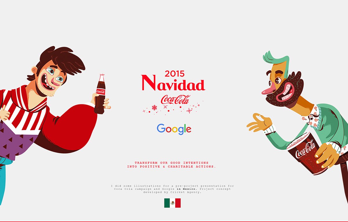 Coca Cola 圣誕節卡通形象品牌設計展示